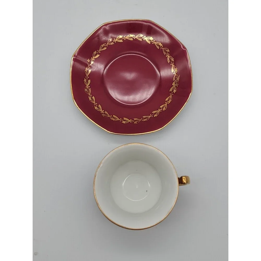 AJ Co Demitasse Teacup & Saucer made in Czechoslovakia Art Nouveau